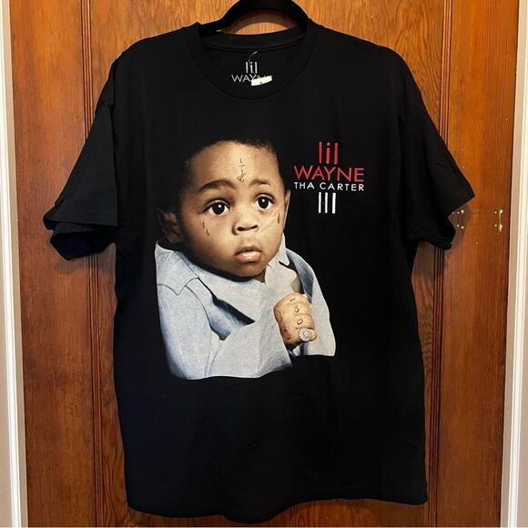 NWT Lil Wayne Tha Carter III Album Cover Graphic T Shirt Rap Rapper Large Black - Picture 1 of 5